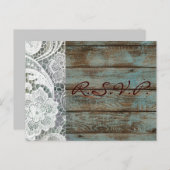 素朴なホワイトレースティール（緑がかった色）バーンウッドウェディングrsvp インビテーションポストカード (正面/裏面)