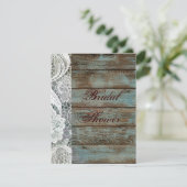 素朴なホワイトレースティール（緑がかった色）結婚バーズブライダルシャワー 招待状 (スタンド正面)