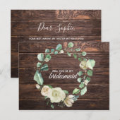 素朴なホワイトローズウッドの花の水彩ウェディング インビテーションポストカード (正面/裏面)