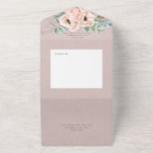 素朴なホワイト＆ブッシュ ピオニー ピンク QRコード オールインワン招待状 (外側)