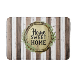 素朴なホワイト＆ブラウンウッドボタニカルリースバーン バスマット