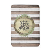 素朴なホワイト＆ブラウンウッドボタニカルリースバーン バスマット (正面縦)