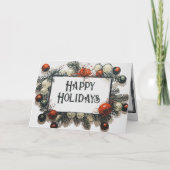 素朴なホワイト ヴィンテージ パイン オーナメント フレーム ファミリー シーズンカード (正面)