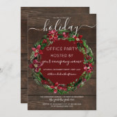 素朴なホーリーの花のリース　ウッド　コーポレート　ホリデー 招待状 (正面/裏面)