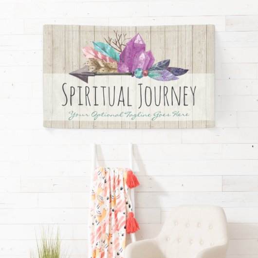 素朴なボヘミアの水晶及び矢の水彩画木 横断幕 (インサイチュ)