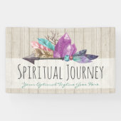 素朴なボヘミアの水晶及び矢の水彩画木 横断幕 (横)