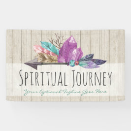 素朴なボヘミアの水晶及び矢の水彩画木 横断幕