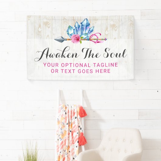 素朴なボヘミアの水晶宝石及び矢の水彩画 横断幕 (インサイチュ)