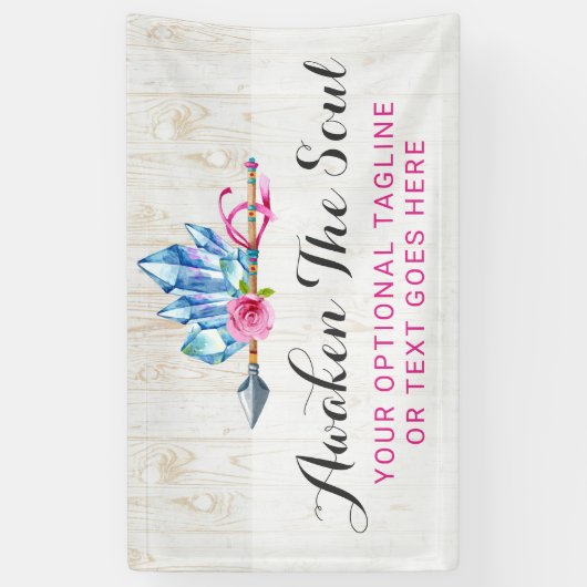 素朴なボヘミアの水晶宝石及び矢の水彩画 横断幕 (縦)