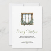 素朴なボヘミアンスタイルの水彩画の松のリースのクリスマスカード シーズンカード (正面)