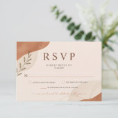 素朴なボヘミアン風のテラコッタの結婚式RSVP 出欠カード (スタンド正面)