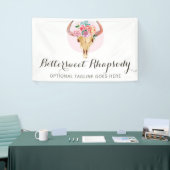 素朴なボヘミア牛スカルの水彩画の赤面の花柄 横断幕 (トレードショー)