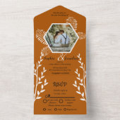 素朴なボホはオレンジ結婚色を燃やした オールインワン招待状 (内側)