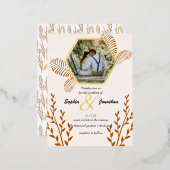 素朴なボホはオレンジ結婚色を燃やした 箔招待状ポストカード (正面/裏面)