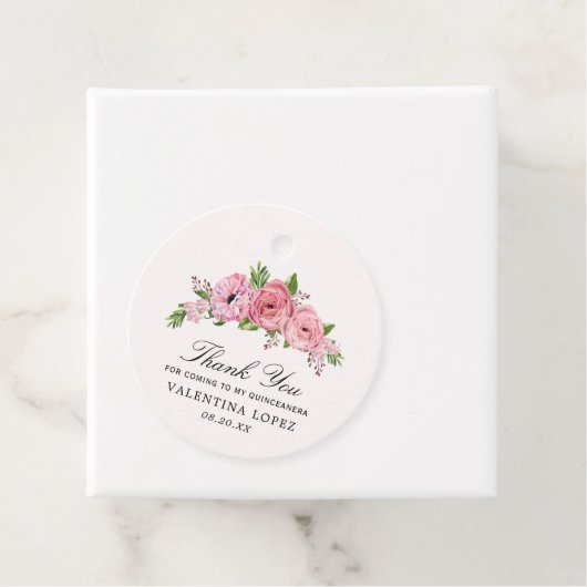 素朴なボホピンクフローラルキンセネレアありがとう フェイバータグ (インサイチュ)