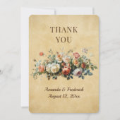 素朴なボーホー調の花束 サンキューカード (正面)