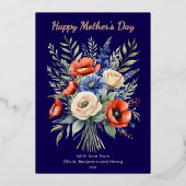 素朴なボーホー調の花束 ハッピーマザーズデー 箔シーズンカード (正面)