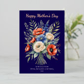 素朴なボーホー調の花束 ハッピーマザーズデー 箔シーズンカード (立ち正面)