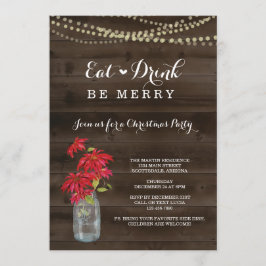 素朴なポインセチアのクリスマスのパーティの招待状 招待状
