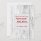 素朴なポインセチアの花環が施されたダメージのある白い木 シーズンカード (裏面)