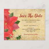 素朴なポインセチア | クリスマスパーティーのお知らせ 案内ポストカード (正面)