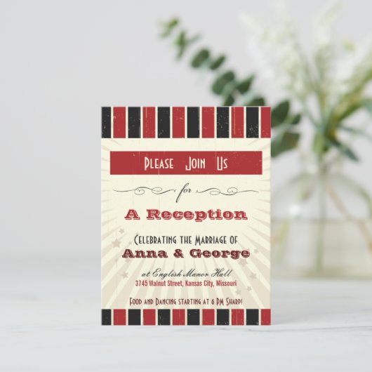 素朴なポスター： 赤と黒の受付のみ 招待状 (スタンド正面)