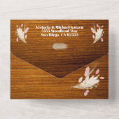 素朴なポストウェディングドライフラワーズエロープメントフォト オールインワン招待状 (裏面)