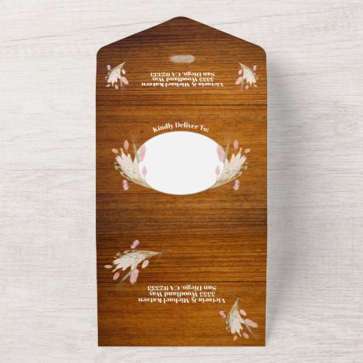 素朴なポストウェディング ドライフラワーズ 写真 オールインワン招待状 (外側)