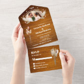 素朴なポストウェディング ドライフラワーズ 写真 オールインワン招待状 (貼ってはがせる)