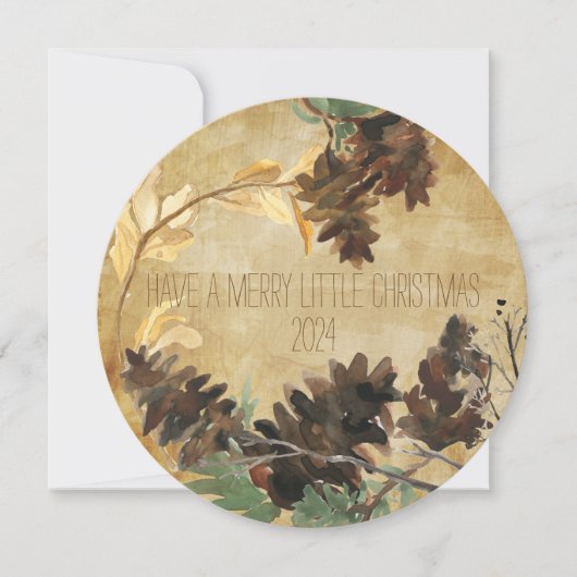 素朴なマツ円錐形のChistmasの円形の休日の写真カード シーズンカード (正面)