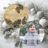 素朴なマツ円錐形のChistmasの円形の休日の写真カード シーズンカード