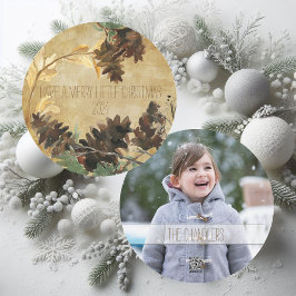 素朴なマツ円錐形のChistmasの円形の休日の写真カード シーズンカード