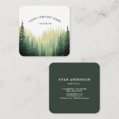 素朴なマツ森林ロゴ スクエア名刺 (正面/裏面)