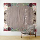 素朴なマルサラウッドの結婚式写真ブースの背景 タペストリー (インサイチュ(横))