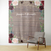 素朴なマルサラウッドの結婚式写真ブースの背景 タペストリー (インサイチュ)