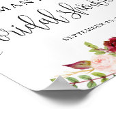 素朴なマルサラ ブラッシュ ピンク フローラル ウェルカム サイン (角)