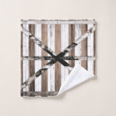 素朴なマルチウッドの白と茶色の納屋のドア バスタオルセット (ウォッシュタオル)