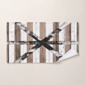 素朴なマルチウッドの白と茶色の納屋のドア バスタオルセット (ハンドタオル)