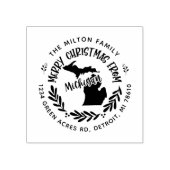 素朴なミシガンメリークリスマス差出人住所 ラバースタンプ (インプリント)