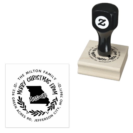 素朴なミズーリのメリークリスマス差出人住所 ラバースタンプ (押印)