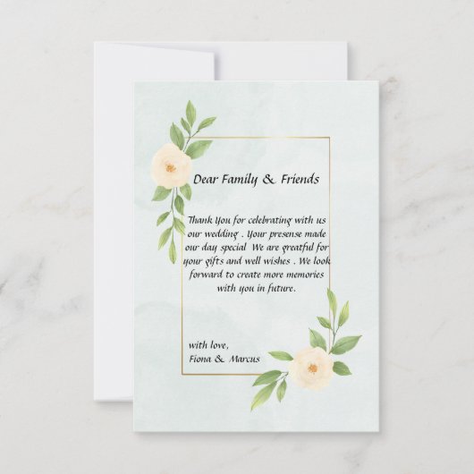 素朴なミニマルなエレガントな感謝カード サンキューカード (正面)