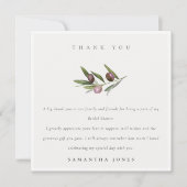 素朴なミニマルオリーブの葉のブライダルシャワー サンキューカード (正面)