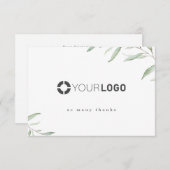 素朴なミニマルグリーン会社のロゴビジネス サンキューカード (正面/裏面)