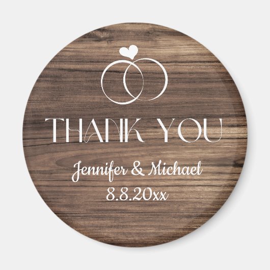 素朴なミニマル木感謝していの結婚指輪 マグネット (正面)