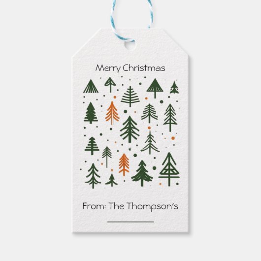 素朴なミニマル松の木のデザイン ギフトタグ (正面)