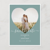 素朴なミントグリーンの結婚式の写真 保存日付 案内ポストカード (正面)