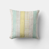 素朴なミント＆イエロー ボーホ ジオメトリック モダン コテージ クッション (正面)