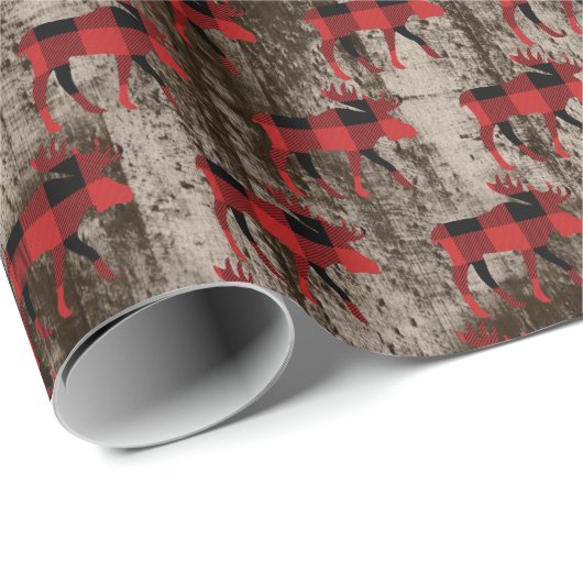 素朴なムースのタイル模様のクリスマス ラッピングペーパー (ロールコーナー)