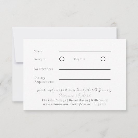 素朴なムーディーな葉のフレーム 出欠カード (裏面)