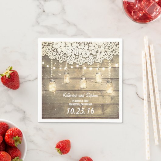 素朴なメイスンの瓶の結婚紙ナプキン スタンダードカクテルナプキン (インサイチュ)